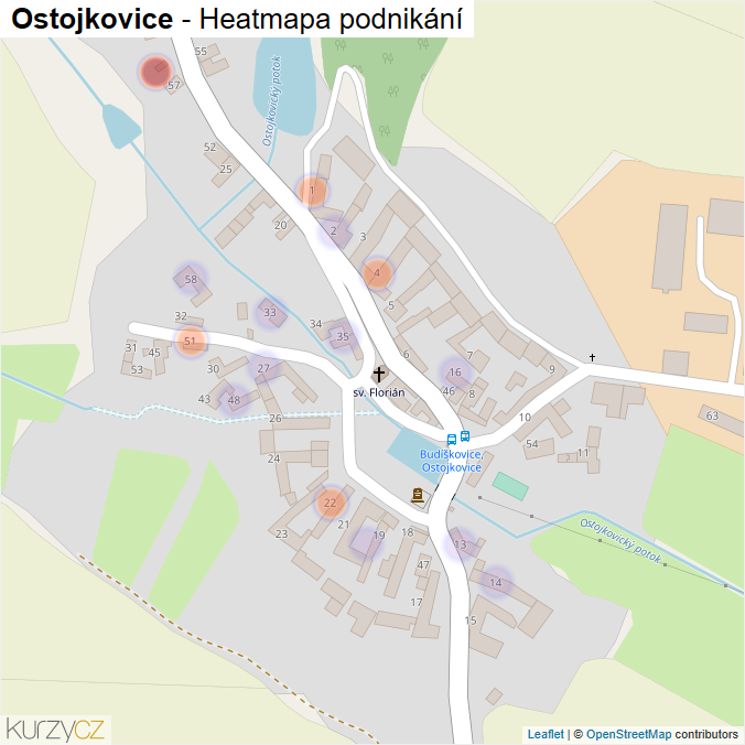 Mapa Ostojkovice - Firmy v části obce.