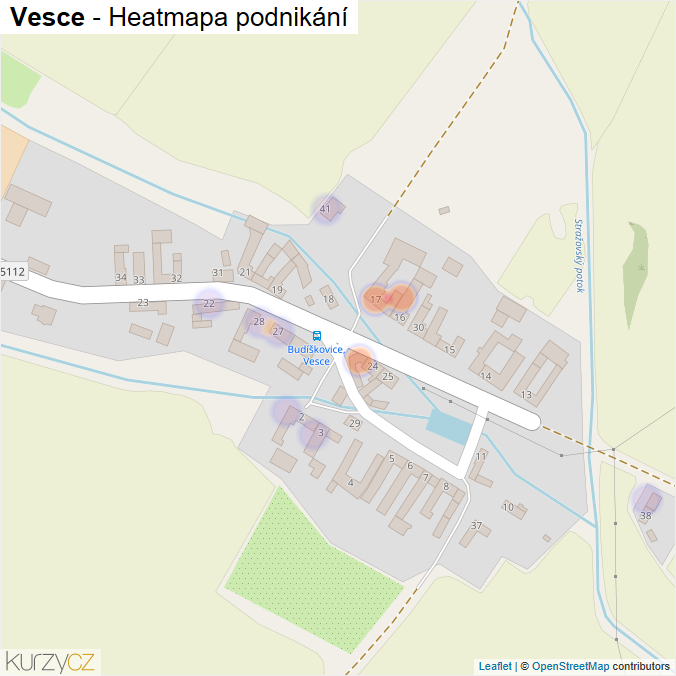 Mapa Vesce - Firmy v části obce.