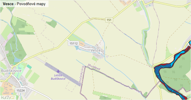 Vesce - záplavové mapy stoleté vody