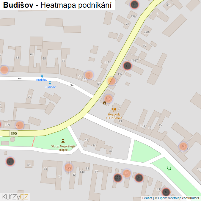 Mapa Budišov - Firmy v obci.