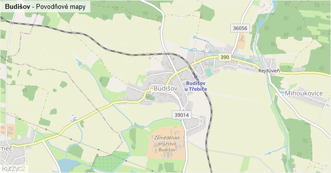 Budišov - záplavové mapy stoleté vody