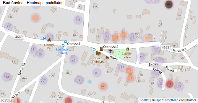 Budišovice - mapa podnikání