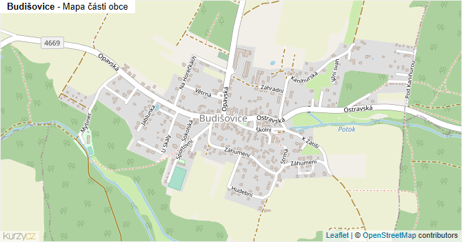 Budišovice - mapa části obce