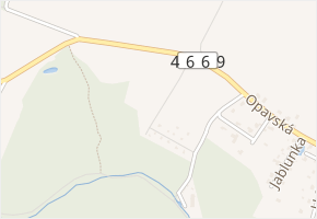Čechovy chaty v obci Budišovice - mapa ulice