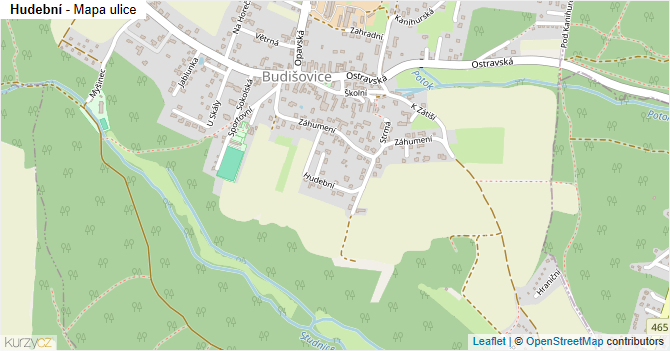 Hudební - mapa ulice