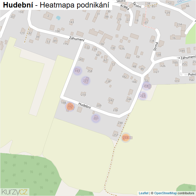 Mapa Hudební - Firmy v ulici.
