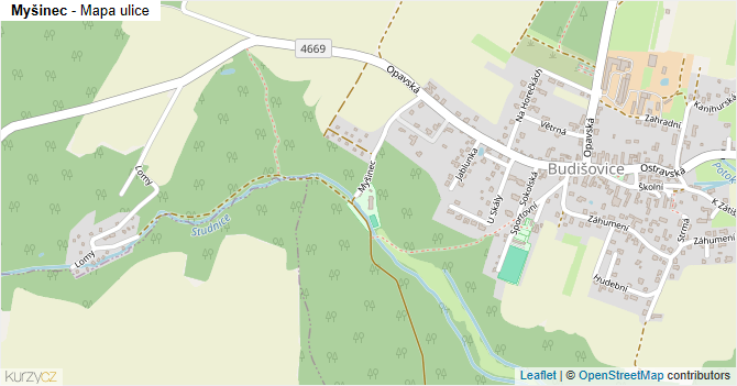 Myšinec - mapa ulice