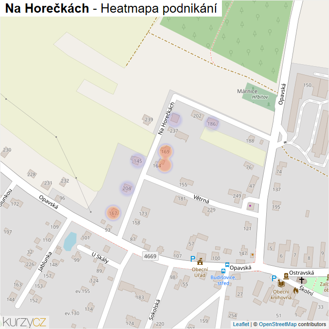 Mapa Na Horečkách - Firmy v ulici.