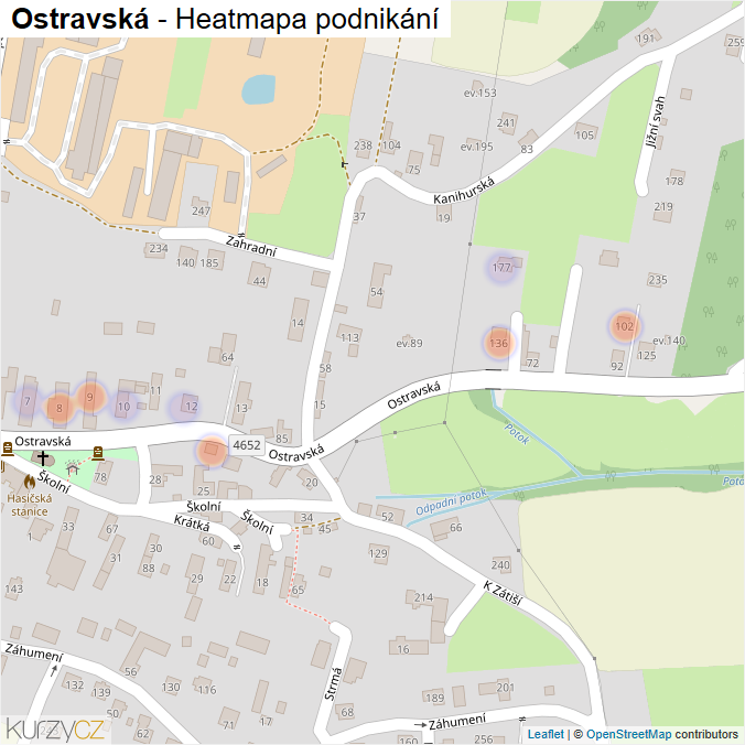 Mapa Ostravská - Firmy v ulici.