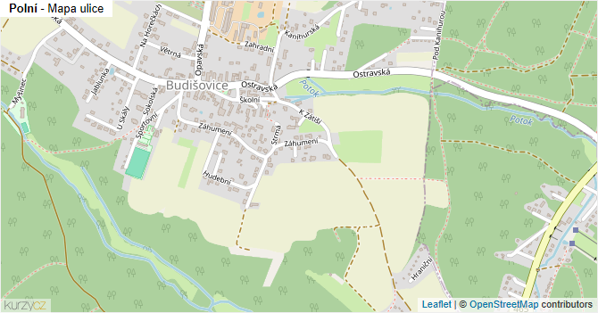 Polní - mapa ulice