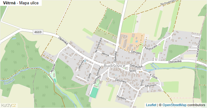 Větrná - mapa ulice
