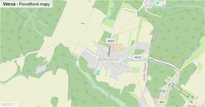 Větrná - záplavové mapy stoleté vody