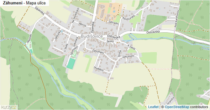 Záhumení - mapa ulice