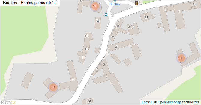 Budkov - mapa podnikání