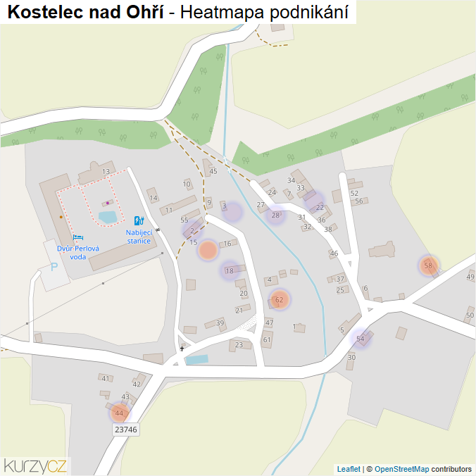 Mapa Kostelec nad Ohří - Firmy v části obce.