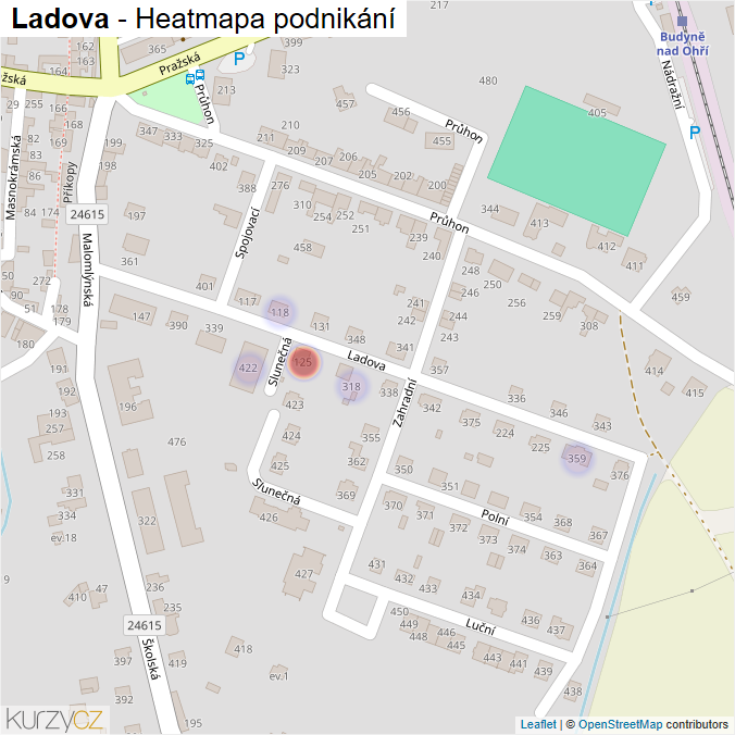 Mapa Ladova - Firmy v ulici.