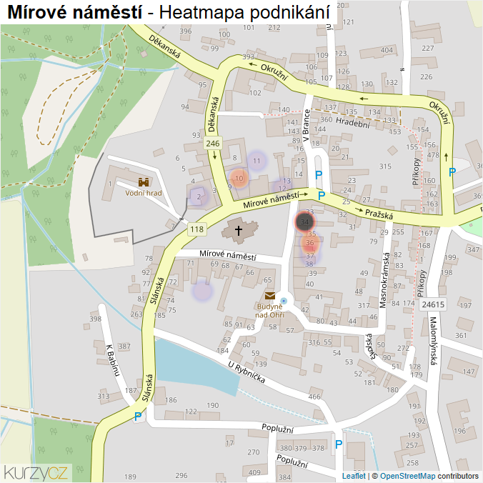 Mapa Mírové náměstí - Firmy v ulici.