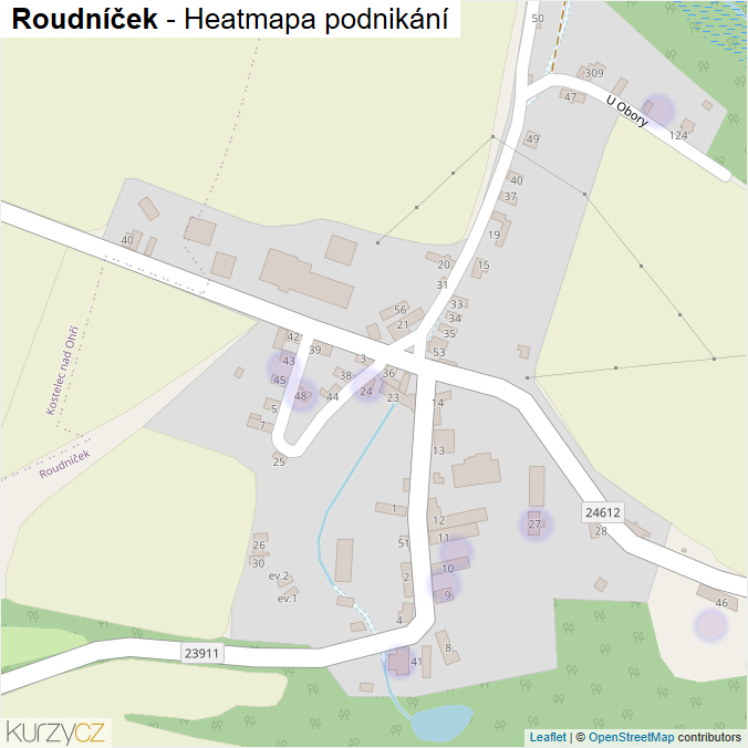 Mapa Roudníček - Firmy v části obce.