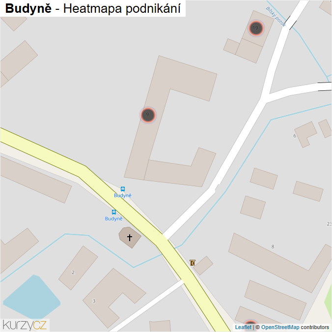 Mapa Budyně - Firmy v obci.