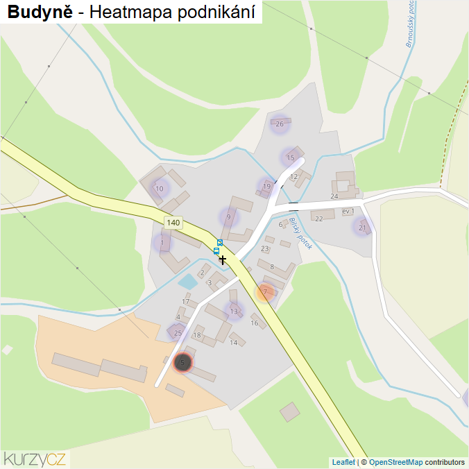 Mapa Budyně - Firmy v části obce.