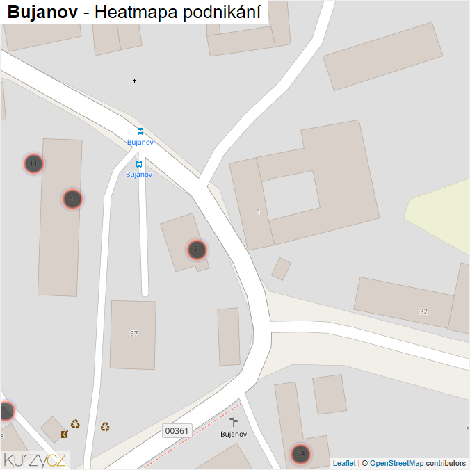 Mapa Bujanov - Firmy v obci.