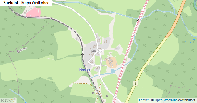 Suchdol - mapa části obce