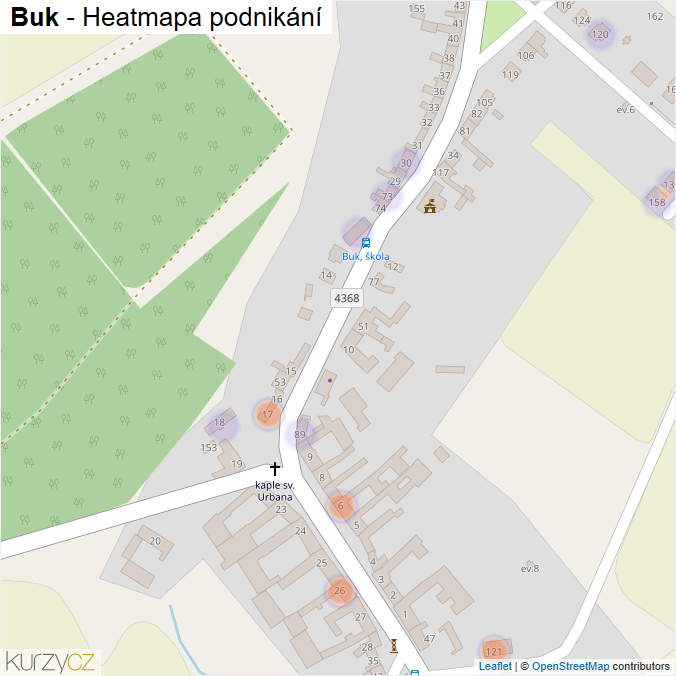 Mapa Buk - Firmy v části obce.