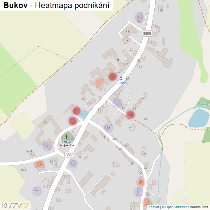 Mapa Bukov - Firmy v části obce.