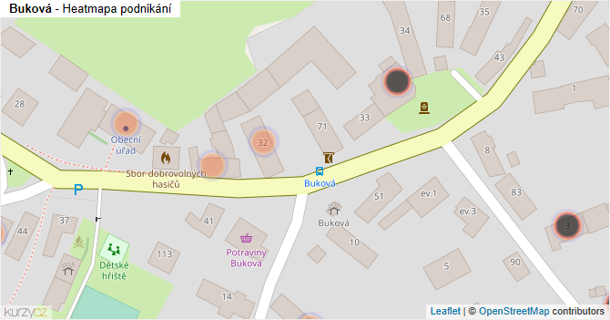 Buková - mapa podnikání