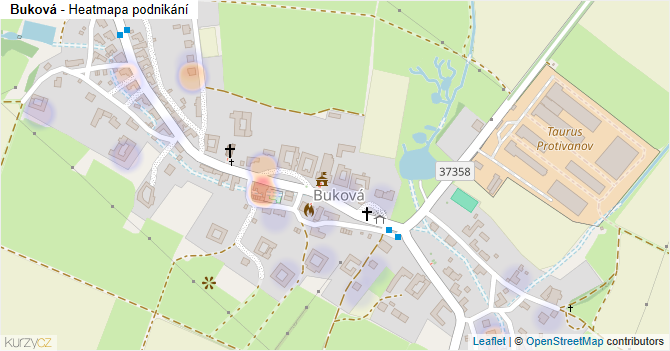 Buková - mapa podnikání