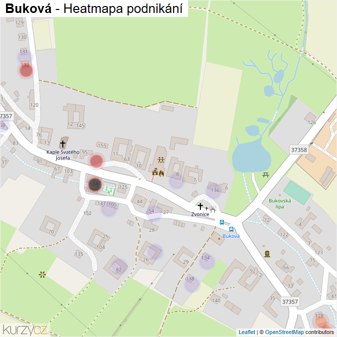Mapa Buková - Firmy v části obce.