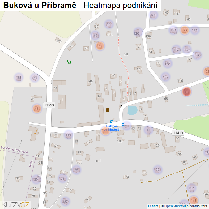Mapa Buková u Příbramě - Firmy v části obce.