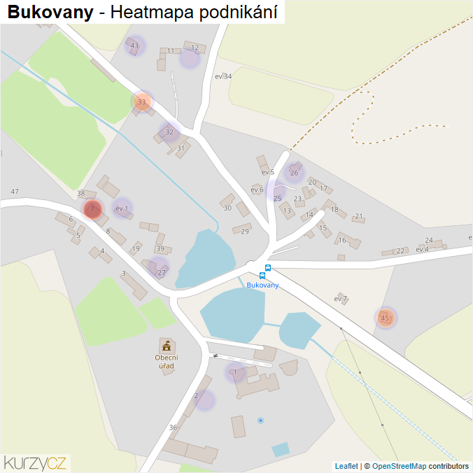 Mapa Bukovany - Firmy v části obce.