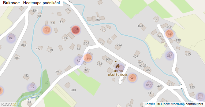 Bukovec - mapa podnikání