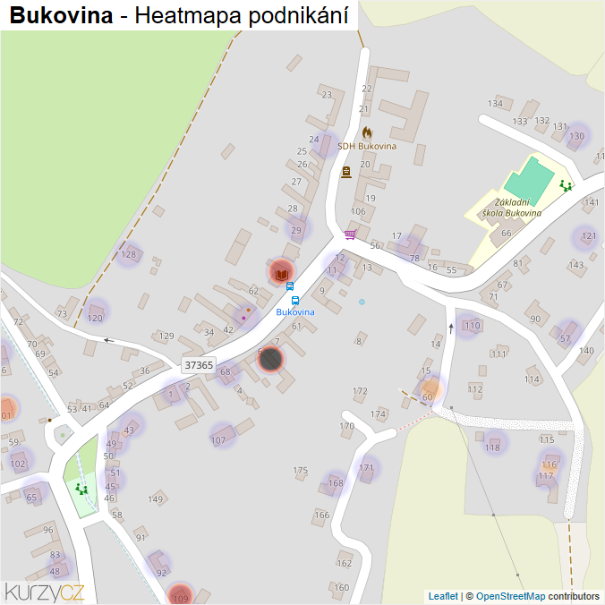 Mapa Bukovina - Firmy v části obce.