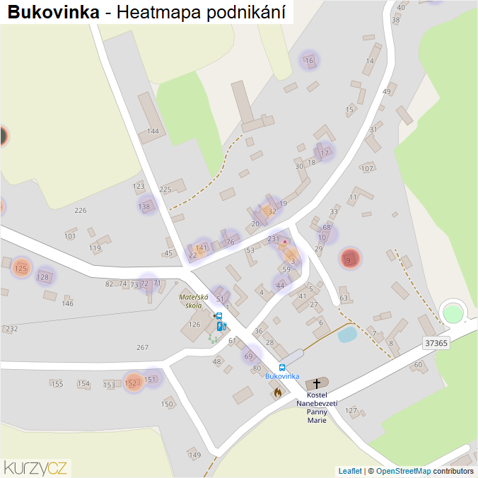 Mapa Bukovinka - Firmy v části obce.