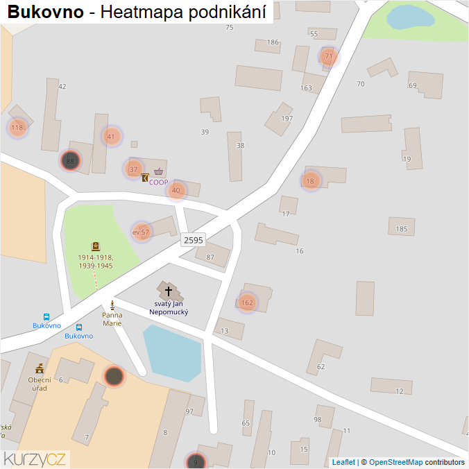 Mapa Bukovno - Firmy v obci.