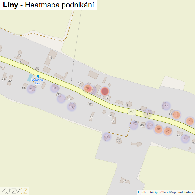 Mapa Líny - Firmy v části obce.