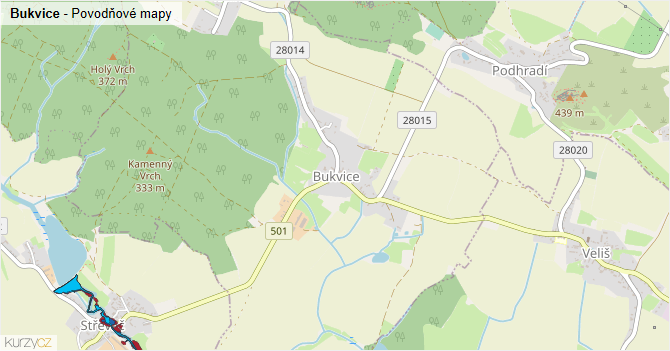 Bukvice - záplavové mapy stoleté vody