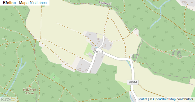 Křelina - mapa části obce