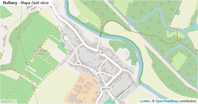 Bulhary - mapa části obce