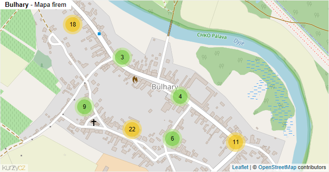 Bulhary - mapa firem