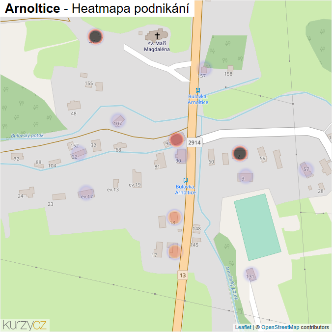 Mapa Arnoltice - Firmy v části obce.