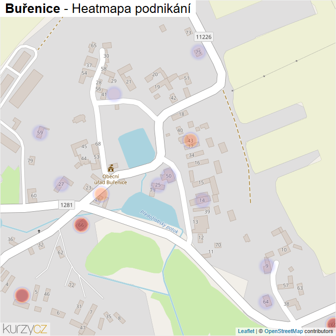 Mapa Buřenice - Firmy v části obce.