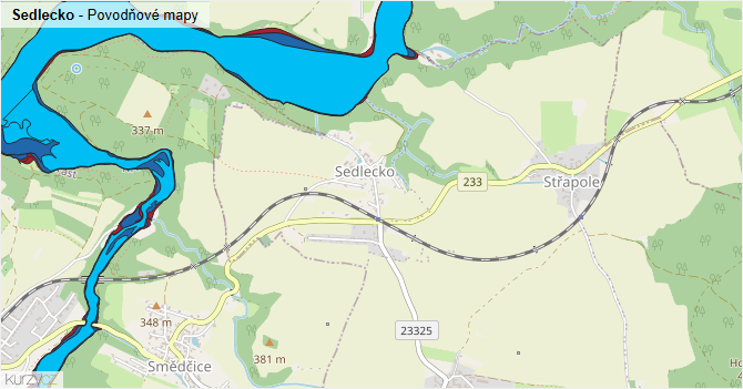 Sedlecko - záplavové mapy stoleté vody