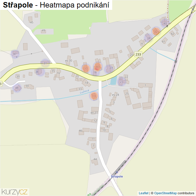 Mapa Střapole - Firmy v části obce.