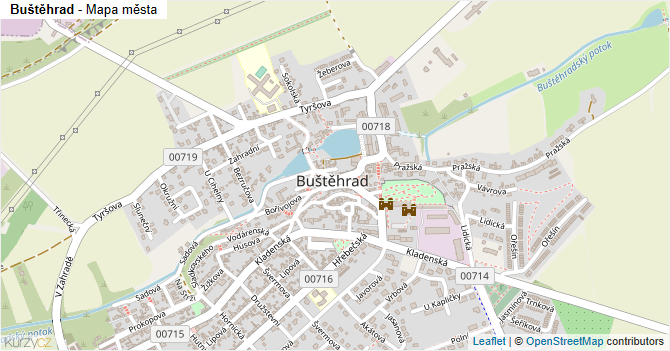 Buštěhrad - mapa města