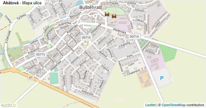 Akátová - mapa ulice