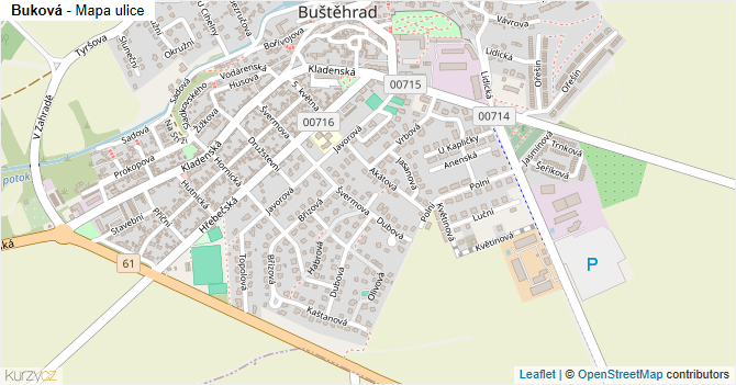 Buková - mapa ulice