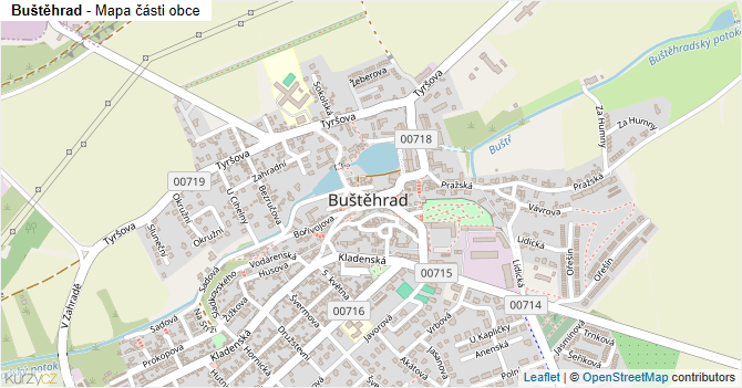 Buštěhrad - mapa části obce